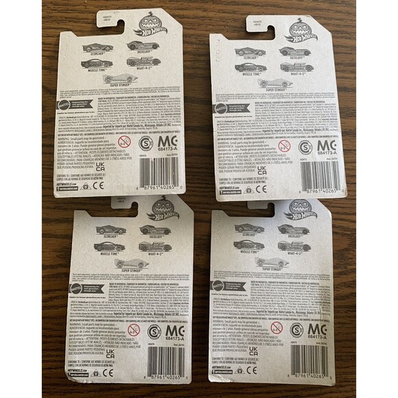 4 NIB Halloween Hot Wheels Cars Super Stinger, Dieselboy, Scorcher, Muscle Tone - Picture 5 of 6